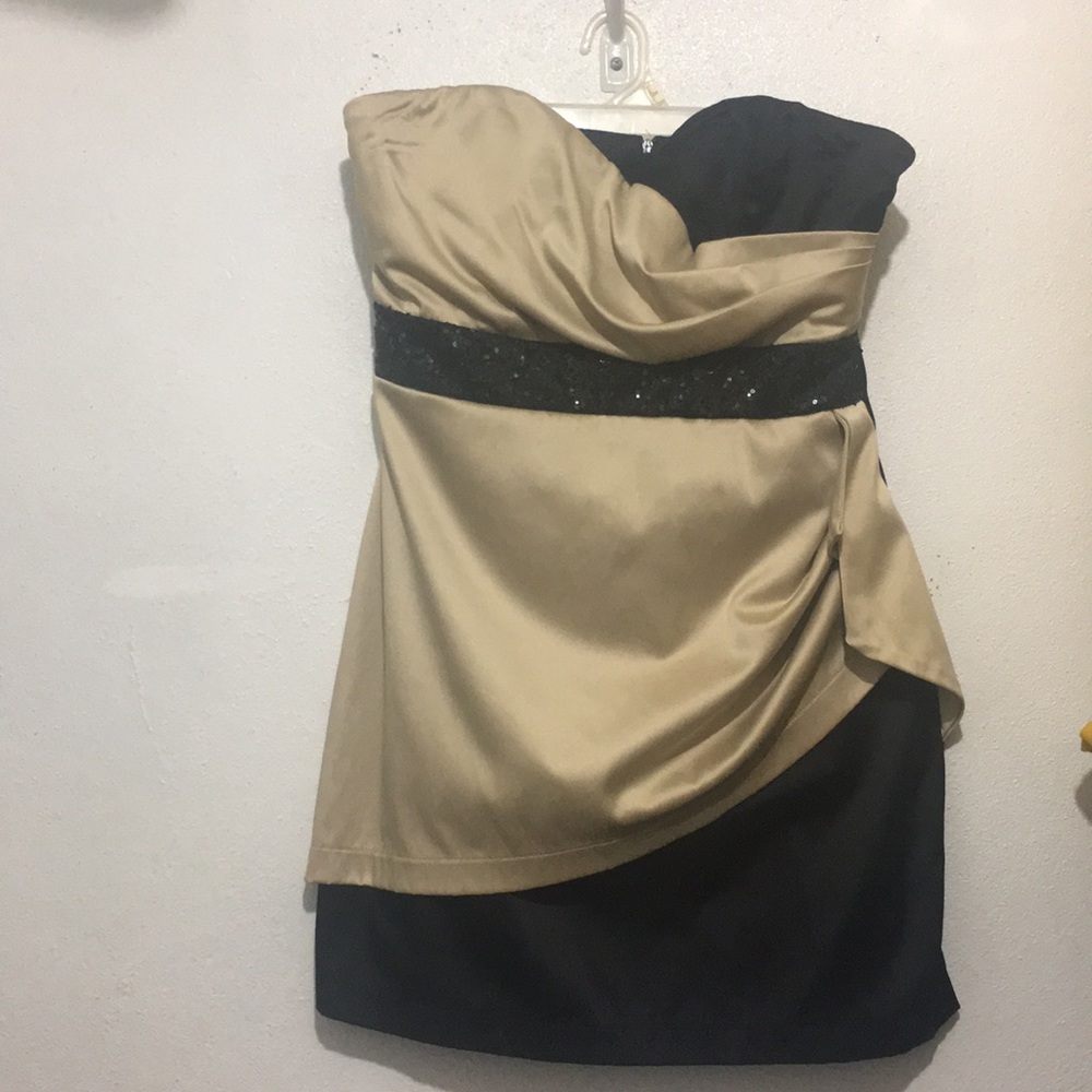 Gold and Black short formal dress.
